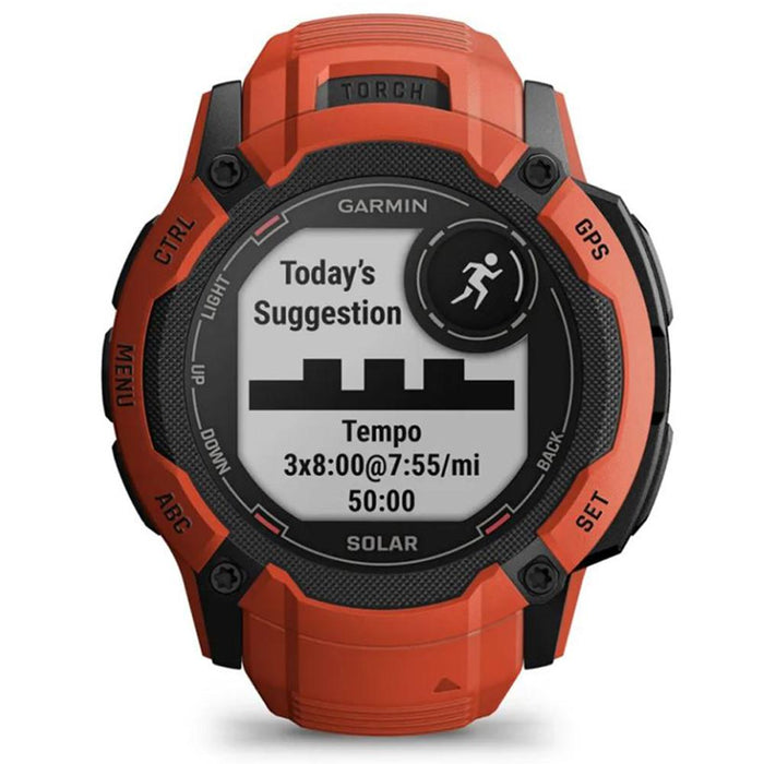 Garmin Instinct 2X Solar Rugged GPS Smartwatch Flame Red + 2x Tactical Bracelet