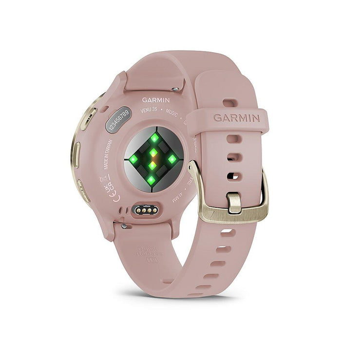 Garmin Venu 3S Health Fitness GPS Smartwatch Gold Steel Bezel w/ Dust Rose Case (41mm)