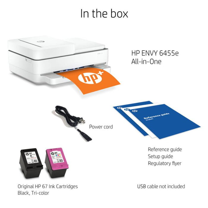 Hewlett Packard Envy 6458E Wireless Color All-in-1 Printer (Renewed) + Digital Essentials Bundle