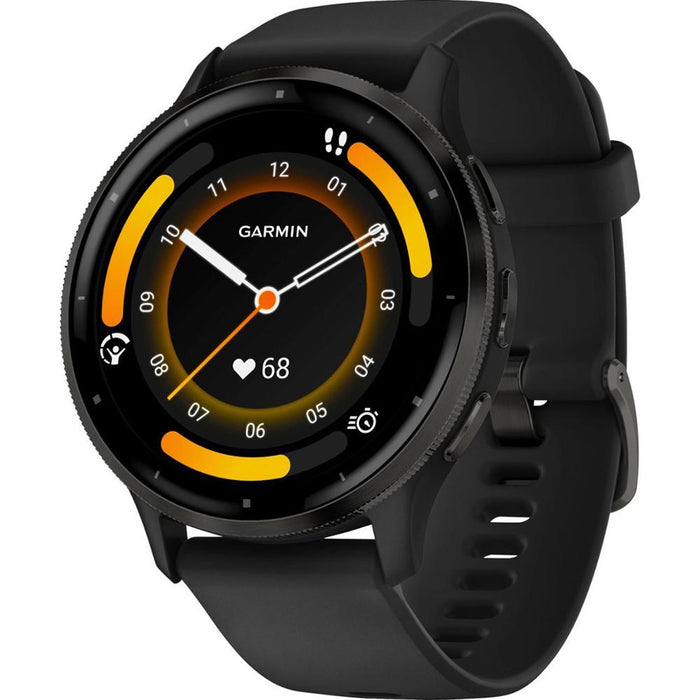 Garmin Venu 3 Fitness GPS Smartwatch Steel Bezel w/ Black Case + Warranty Bundle