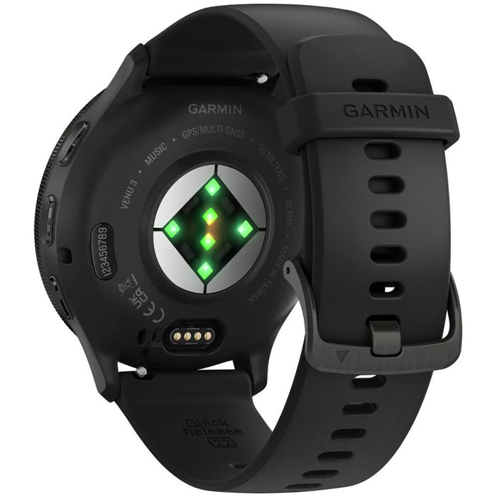 Garmin Venu 3 Fitness GPS Smartwatch Steel Bezel w/ Black Case + Warranty Bundle