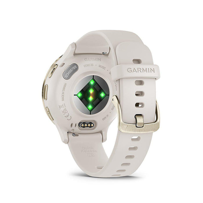 Garmin Venu 3S Fitness GPS Smartwatch Gold Steel Bezel w/ Ivory Case + Accessories Kit