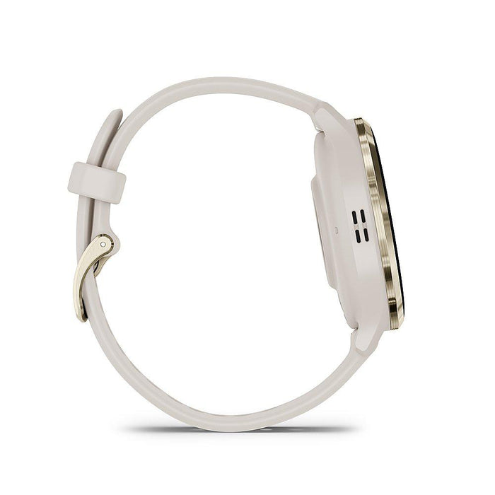 Garmin Venu 3S Fitness GPS Smartwatch Gold Steel Bezel w/ Ivory Case + Warranty Kit