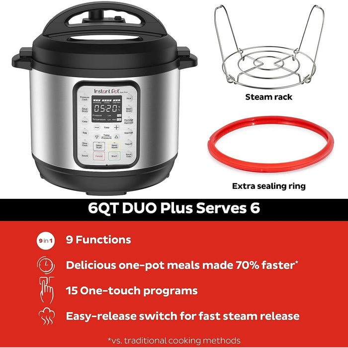 Instant Pot Duo Plus 9-in-1 Electric Pressure Cooker, 6 Quart, Stainless Steel, Refurbished