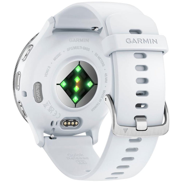 Garmin Venu 3 Health Fitness GPS Smartwatch Silver Steel Bezel w/Whitestone Case (45mm)