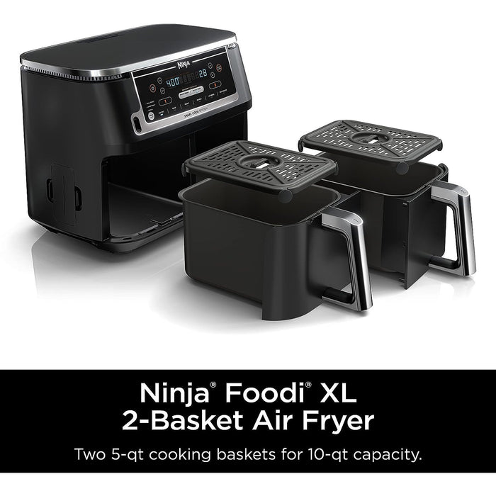 Ninja DZ550 Foodi 10 Quart 6 in 1 DualZone Smart XL Air Fryer W 2 Baskets