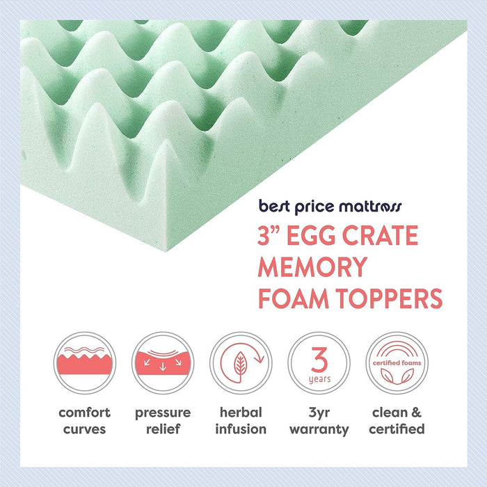 Best Price Mattress Inc. 4 Inch Infused Memory Foam Mattress Topper CertiPUR-US Certified, Short Queen