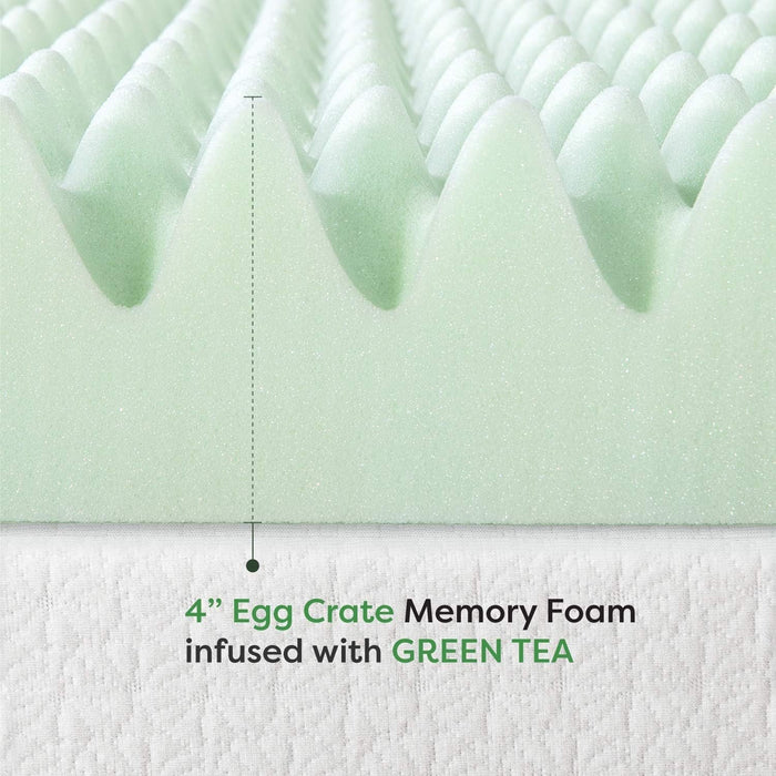 Best Price Mattress Inc. 4 Inch Green Tea Infused Memory Foam Mattress Topper CertiPUR-US Certified, King