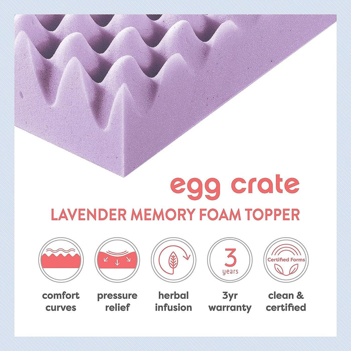 Best Price Mattress Inc. 2" Lavender Infused Memory Foam Mattress Topper, Short Queen
