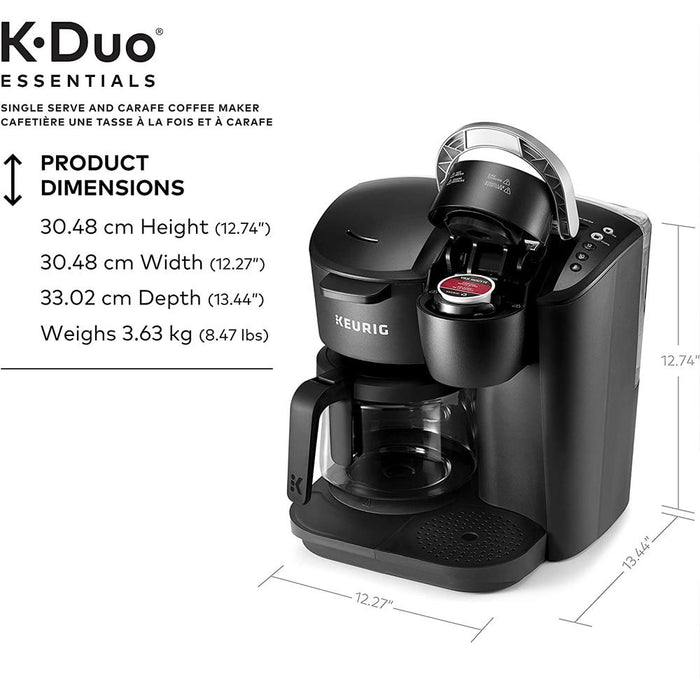 Keurig K-Duo Essentials 2-in-1 Coffee Maker for K-Cup Pods/12-Cup Carafe Renewed