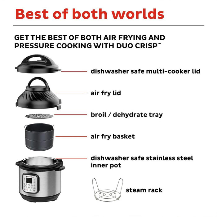 Instant Pot Duo Crisp + Air Fryer 6-qt Multi-Use Pressure Cooker Renewed