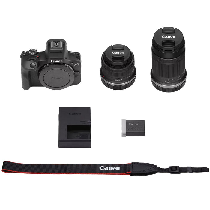 Canon EOS R100 Mirrorless Camera with 2 Lens Kit 18-45mm & 55-210mm IS STM Pro Bundle