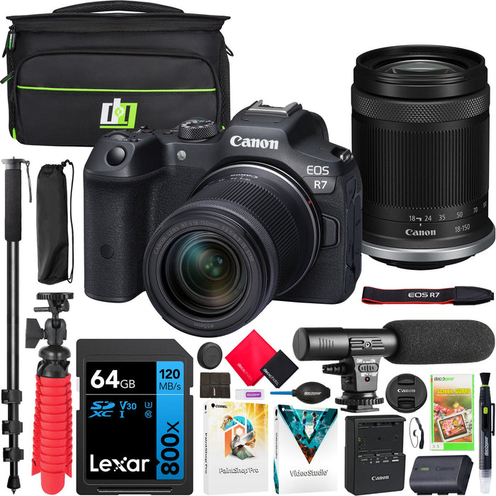 Canon EOS R7 Mirrorless Camera with RF-S 18-150mm F3.5-6.3 IS STM Lens Kit Pro Bundle