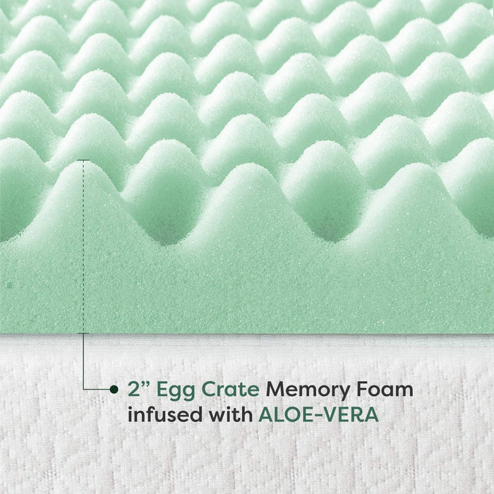 Best Price Mattress Inc. 2 Inch Calming Aloe Infusion Egg Crate Memory Foam Mattress Topper, Short Queen