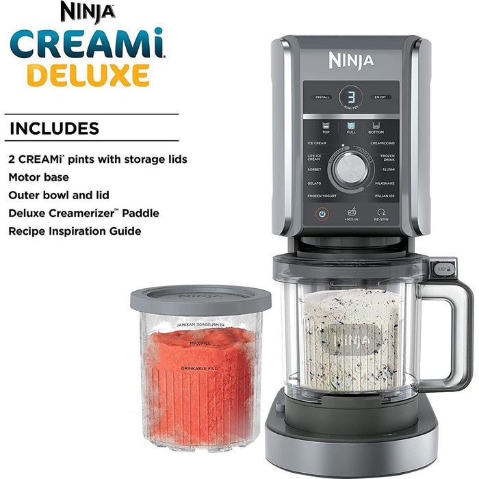 Ninja CREAMi Deluxe 11-in-1 XL Ice Cream Maker, Silver (NC501) - Refurbished