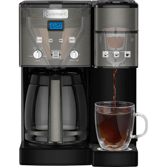 Cuisinart Coffee Maker 12 Cup w/ 3 Single-Size Brewers Black/Stainless Steel - Refurbished