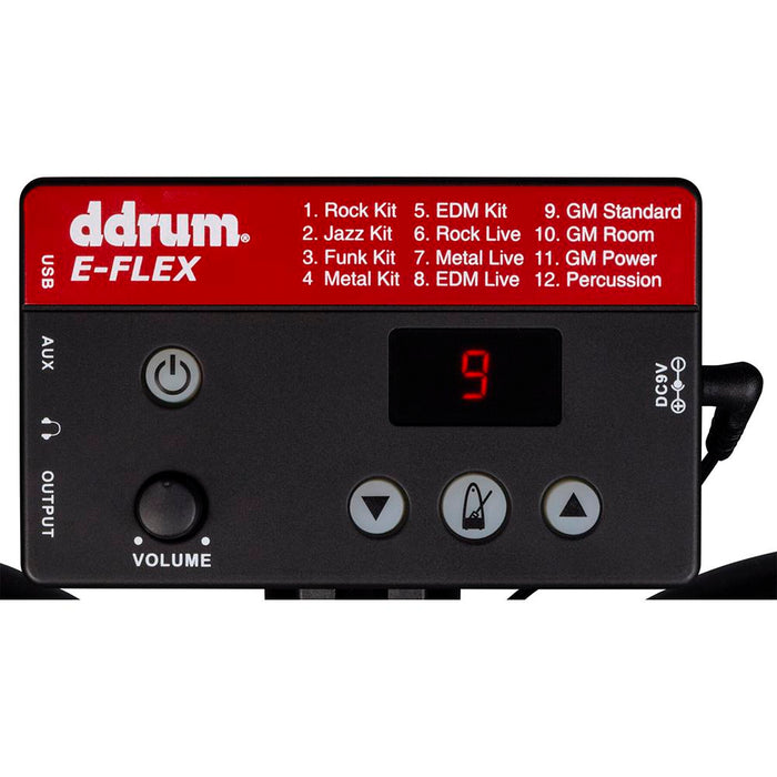 DDRUM Complete Electronic Drum Set with Mesh Drum Heads, Black/Red - DD EFLEX