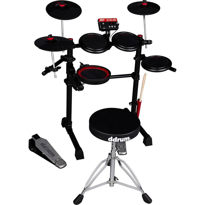 DDRUM Complete Electronic Drum Set with Mesh Drum Heads, Black/Red - Open Box