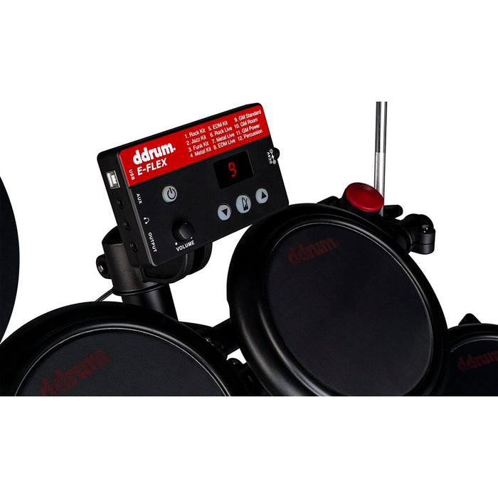 DDRUM Complete Electronic Drum Set with Mesh Drum Heads, Black/Red - Open Box
