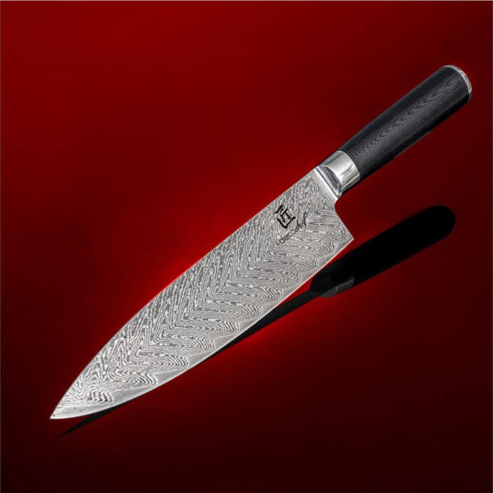Deco Chef Chef Knife 8-inch Japanese Damascus Steel with Deco Chef Cut Resistant Gloves