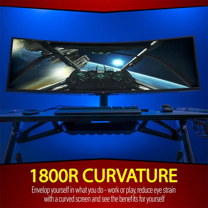 Deco Gear 49" Curved Ultrawide Monitor 5120x1440, 120Hz w/ MMX 150 Gaming Headset