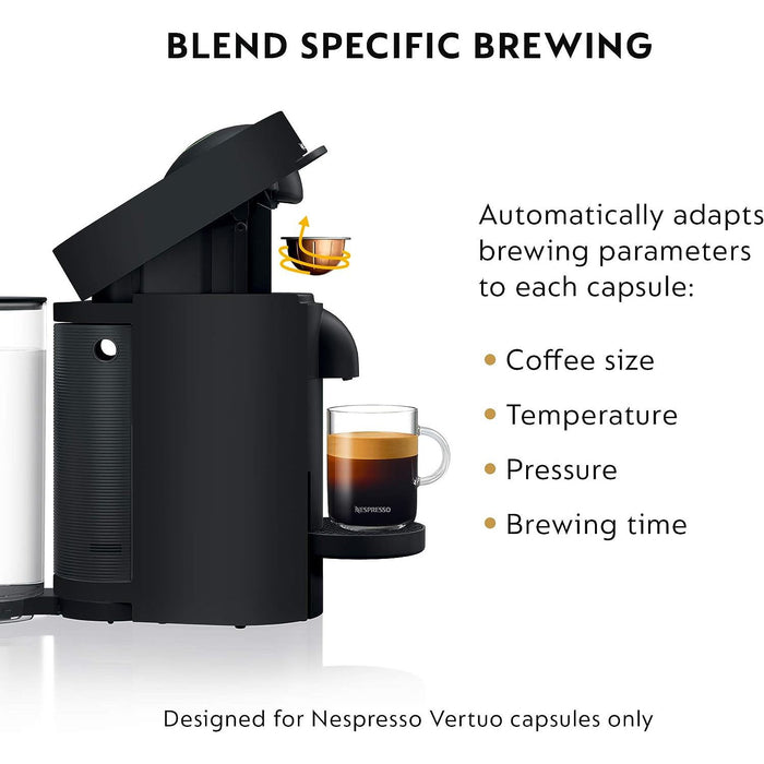 Nespresso VertuoPlus Coffee and Espresso Machine by DeLonghi, Matte Black - Refurbished