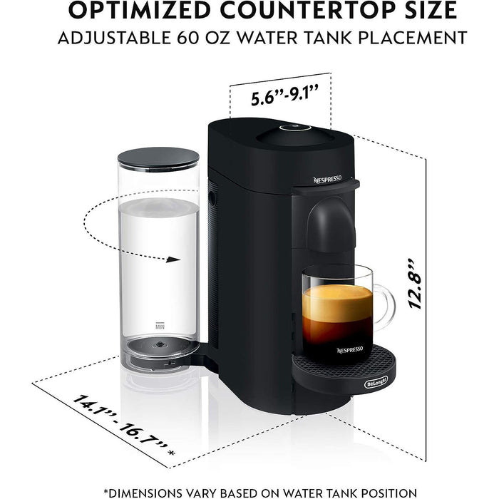 Nespresso VertuoPlus Coffee and Espresso Machine by DeLonghi, Matte Black - Refurbished