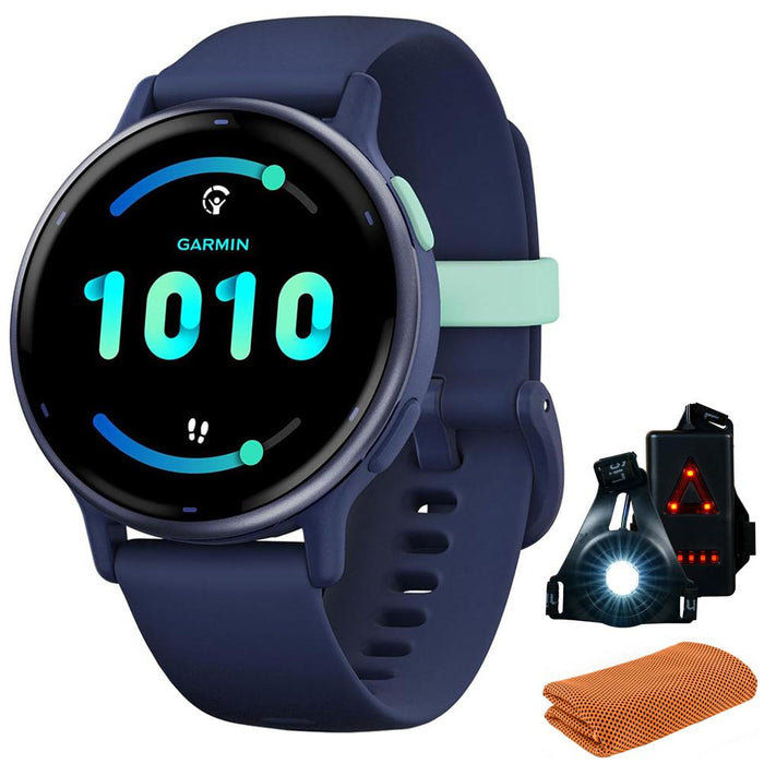 Garmin 010-02862-12 Vivoactive 5 Fitness Smartwatch, Navy w/ Accessories Bundle