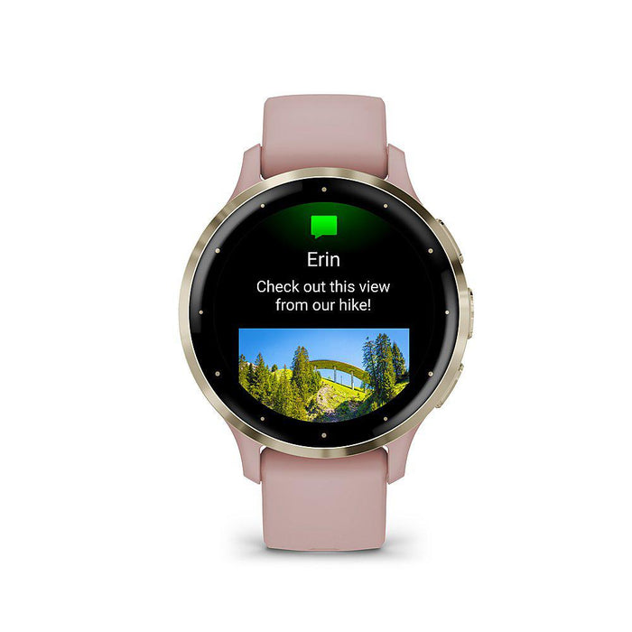 Garmin Venu 3S GPS Smartwatch Gold Steel Bezel w/ Dust Rose Case + Accessories Kit
