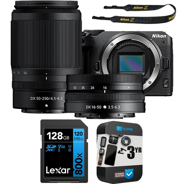 Nikon Z 30 Mirrorless Camera with 2 Lens Kit Renewed + 3 Year Warranty Bundle