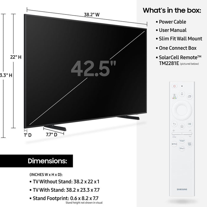 Samsung 43 inch The Frame QLED 4K Smart TV 2022 Renewed + Monster Cable Bundle