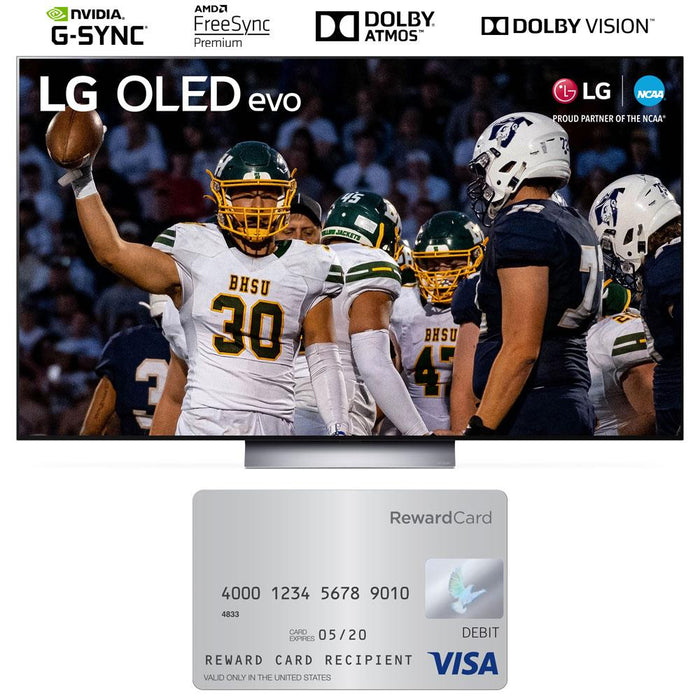 LG OLED evo C3 55 Inch HDR 4K Smart OLED TV (2023) Bundle with $130 Visa Card