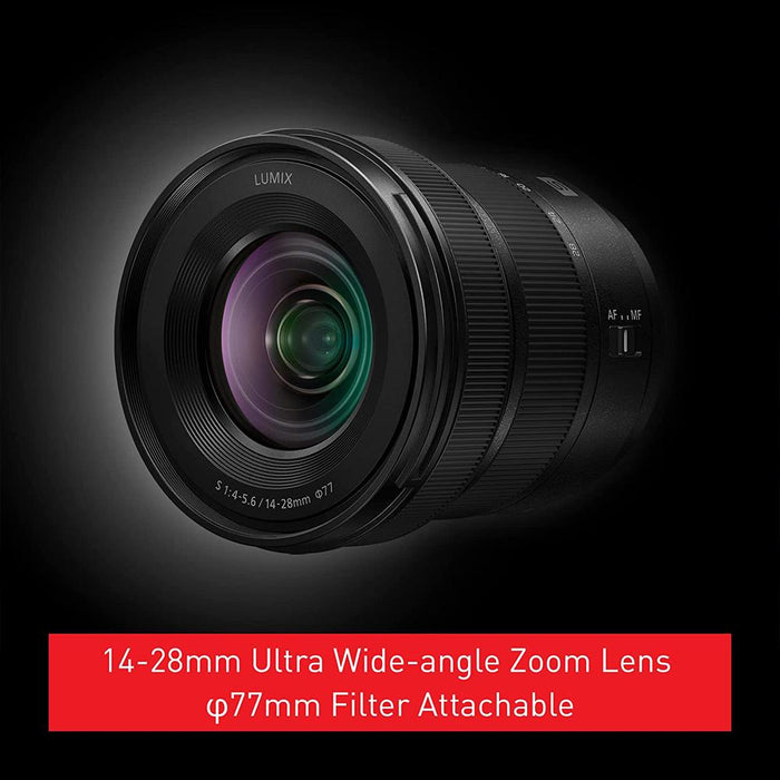 Panasonic Lumix 14-28mm f/4-5.6 Ultra Wide-Angle Macro Lens with 128 GB Card