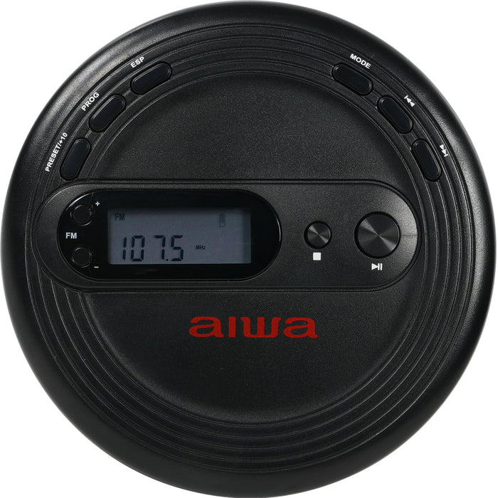 Aiwa Personal Portable CD/MP3 Player with FM Tuner, 3.5mm Earbuds, 2 AA Batteries