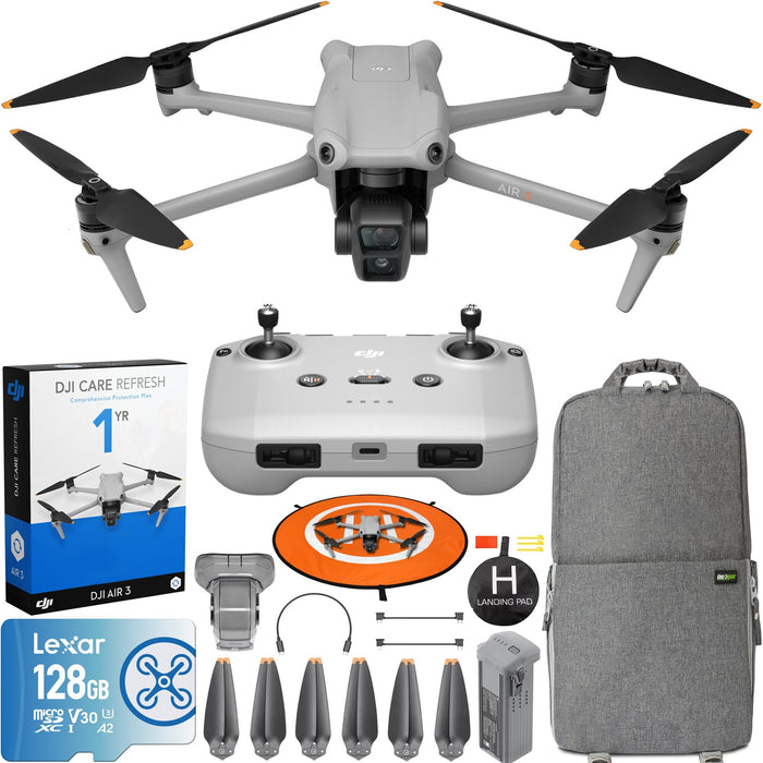 DJI Air 3 Drone 4K HDR Quadcopter with RC-N2 Remote + DJI Care Refresh Bundle