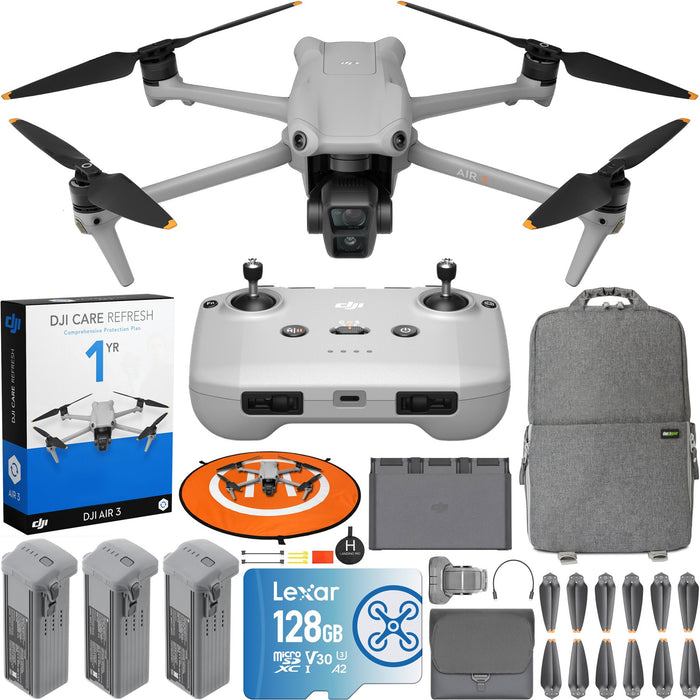 DJI Air 3 Drone Quadcopter Fly More Combo + RC-N2 Remote + DJI Care Refresh Bundle