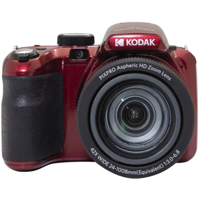 Kodak PIXPRO AZ425-RD 20.7 MP Bridge Camera Red + 32GB Memory Card +Camera Bag