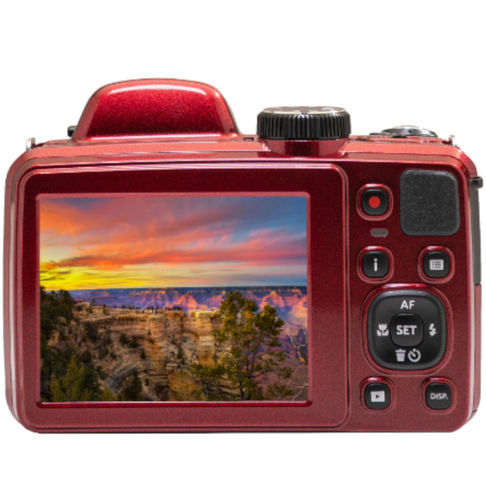 Kodak PIXPRO AZ425-RD 20.7 MP Bridge Camera Red + 32GB Memory Card +Camera Bag