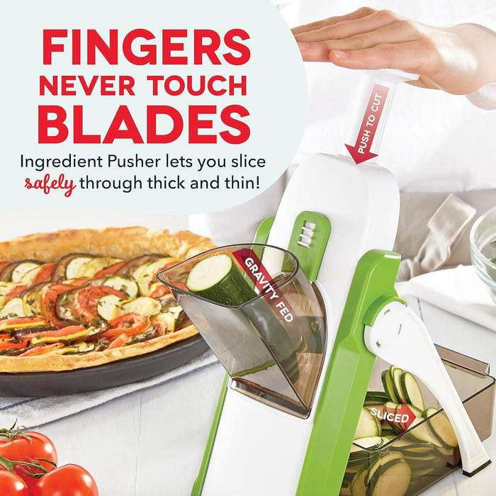 Dash Safe Slice Mandoline Slicer, Dicer for Vegetables with Thickness Adjuster -Green