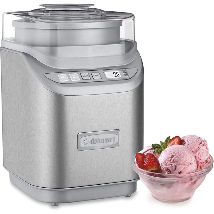 Cuisinart 2QT Ice Cream Maker Machine with LCD Screen Stainless Steel Renewed