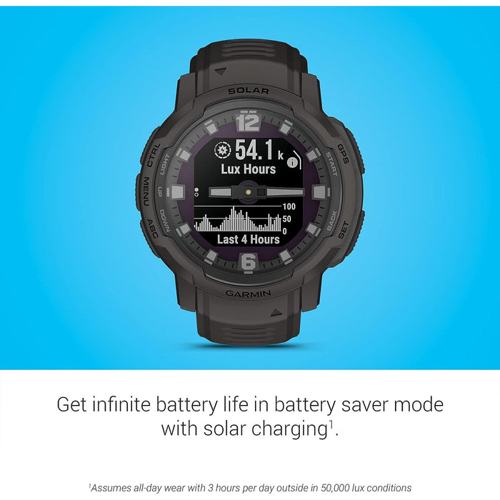 Garmin Instinct Crossover Solar Rugged Hybrid Smartwatch w/ Solar Charging - Graphite