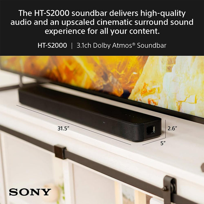 Sony HT-S2000 3.1ch Dolby Atmos Soundbar w/ 2 Year Extended Warranty