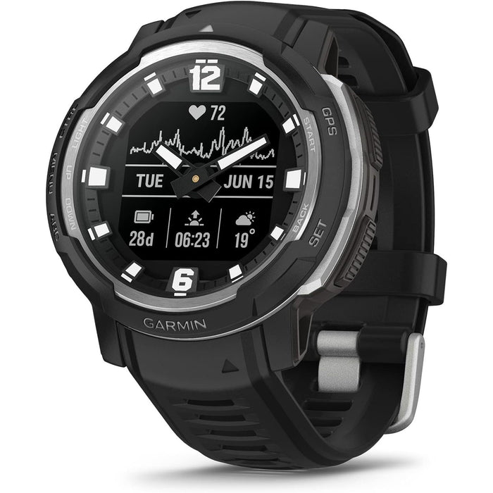 Garmin Instinct Crossover Rugged Hybrid Smartwatch Analog Hands & Digital Display Black