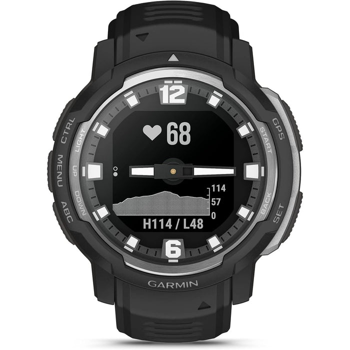 Garmin Instinct Crossover Rugged Hybrid Smartwatch Analog Hands & Digital Display Black
