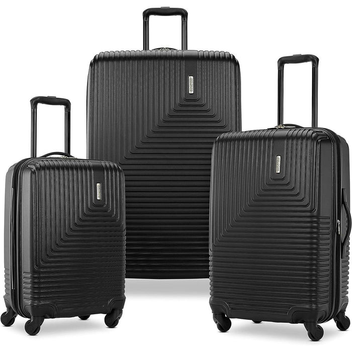 American Tourister Groove Expandable Spinner Suitcase Set Black + Travel Bundle
