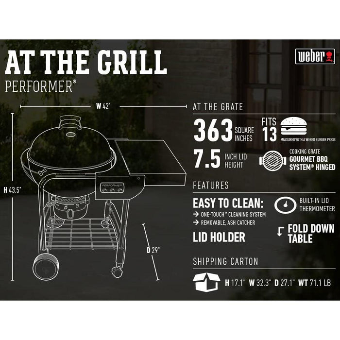 Weber Performer Charcoal Grill, 22-Inch, Black - Open Box