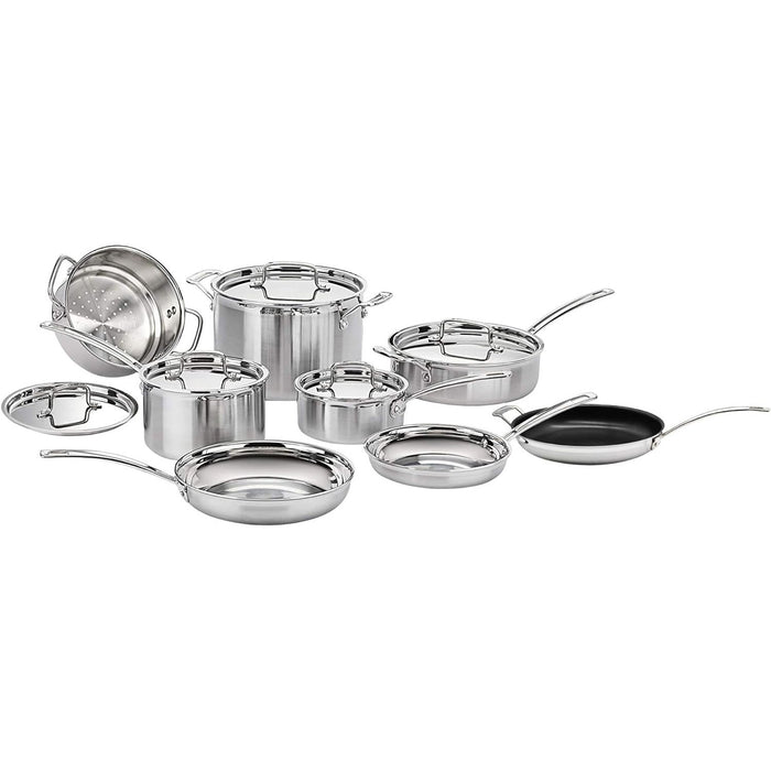 Cuisinart MCP-13 MultiClad Pro Stainless-Steel Cookware 13-Piece Cookware Set, Silver