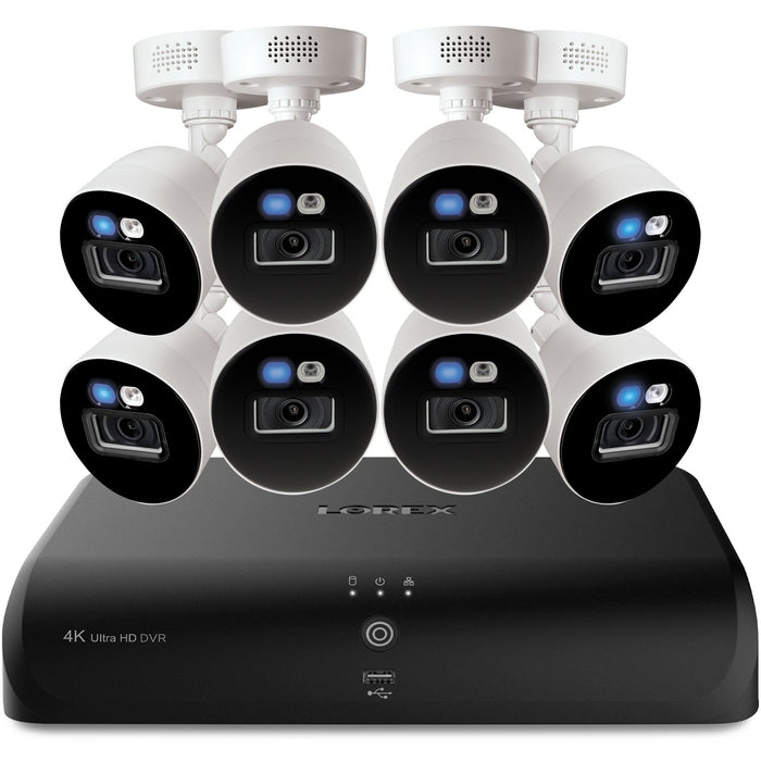 Lorex 4K 2TB Wired DVR System with 8 Smart Deterrence Cameras, 12 Camera Capable