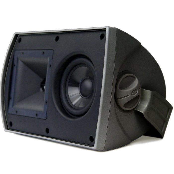 Klipsch AW-650 Outdoor Speaker Hi-Fi Sound w/ Tractrix Horn, Black (Pair) + Warranty Kit