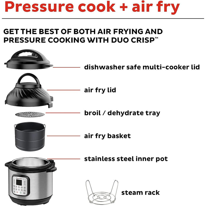 Instant Pot Duo Crisp 11-in-1 Air Fryer Electric Pressure Cooker Combo 8 Quart (Refurbished)